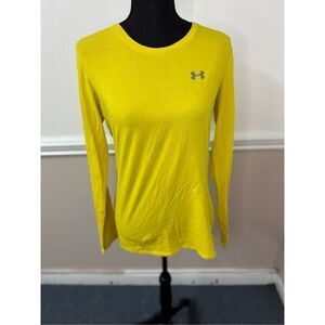 Under Armour Semi-Fitted Charged Cotton Long Sleeve Yellow Tee Size Medium